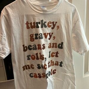 Gildan White T-Shirt with Thanksgiving Graphic